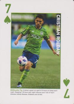 2018 CHI Franciscan Seattle Sounders FC Playing Cards #7♠ Cristian Roldan Front