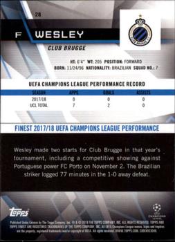 2018-19 Finest UEFA Champions League - Blue Refractor #28 Wesley Back