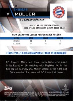 2018-19 Finest UEFA Champions League - Blue Refractor #36 Thomas Müller Back