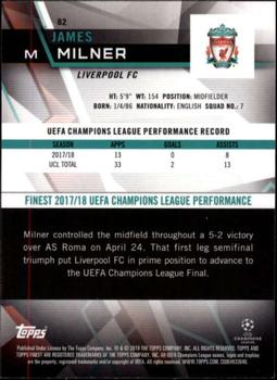 2018-19 Finest UEFA Champions League - Blue Refractor #82 James Milner Back