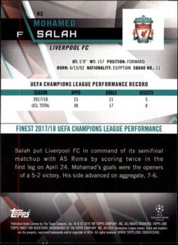 2018-19 Finest UEFA Champions League - Blue Refractor #83 Mohamed Salah Back