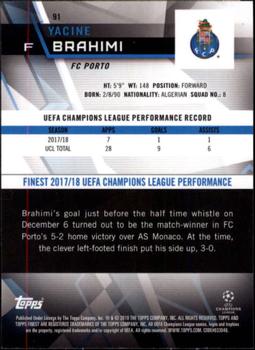 2018-19 Finest UEFA Champions League - Blue Refractor #91 Yacine Brahimi Back