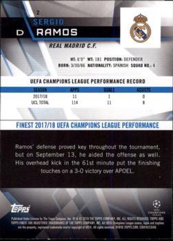2018-19 Finest UEFA Champions League - Green Refractor #2 Sergio Ramos Back