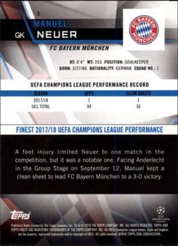 2018-19 Finest UEFA Champions League - Green Refractor #7 Manuel Neuer Back