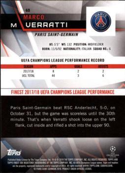 2018-19 Finest UEFA Champions League - Green Refractor #60 Marco Verratti Back