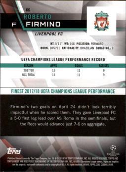 2018-19 Finest UEFA Champions League - Green Refractor #66 Roberto Firmino Back