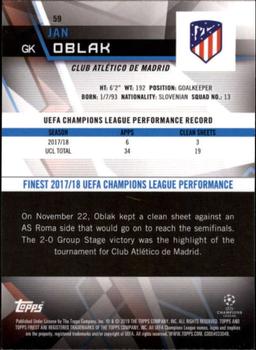 2018-19 Finest UEFA Champions League - Red Refractor #59 Jan Oblak Back