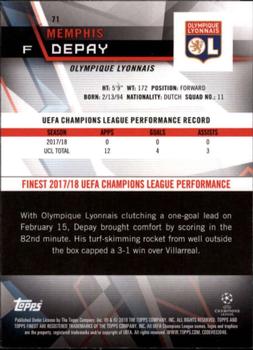 2018-19 Finest UEFA Champions League - Red Refractor #71 Memphis Depay Back
