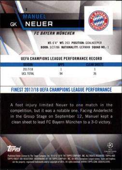 2018-19 Finest UEFA Champions League - Refractor #7 Manuel Neuer Back