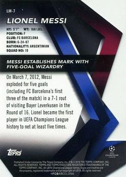 2018-19 Finest UEFA Champions League - Finest Careers Die Cut Gold #LM-7 Lionel Messi Back