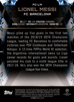 2018-19 Finest UEFA Champions League - Finest Cornerstones #FC-LM Lionel Messi Back