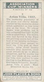 1930 Player's Association Cup Winners #8 Aston Villa 1887 Back