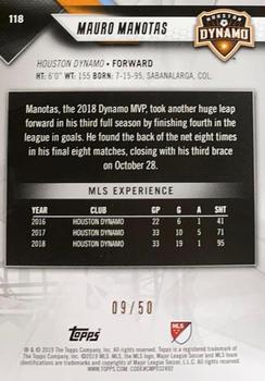 2019 Topps MLS - Gold #118 Mauro Manotas Back