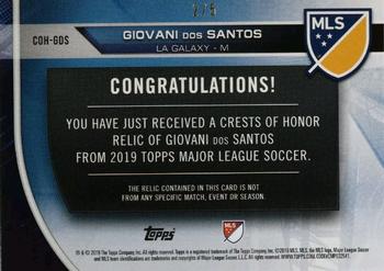 2019 Topps MLS - Crests of Honor #COH-GDS Giovani dos Santos Back