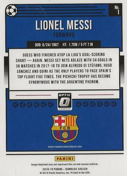 2018-19 Donruss - Optic #1 Lionel Messi Back