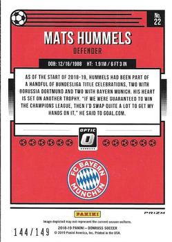 2018-19 Donruss - Optic Aqua #22 Mats Hummels Back