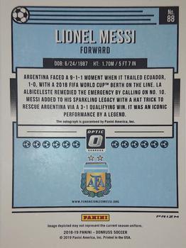 2018-19 Donruss - Optic Autographs #88 Lionel Messi Back