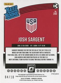 2018-19 Donruss - Optic Autographs Gold #200 Josh Sargent Back