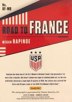 2018-19 Donruss - Road to France Autographs Blue #RF-MR Megan Rapinoe Back