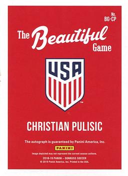 2018-19 Donruss - The Beautiful Game Autographs Blue #BG-CP Christian Pulisic Back