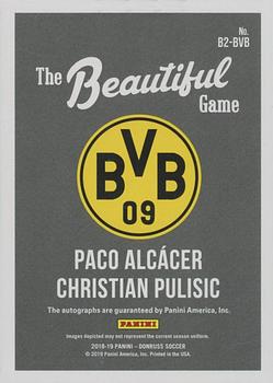 2018-19 Donruss - The Beautiful Game Dual Autographs Blue #B2-BVB Christian Pulisic / Paco Alcacer Back