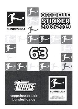 2018-19 Topps Bundesliga Offizielle Sticker Kollektion #63 Christian Pulisic Back