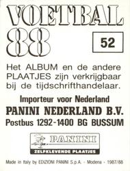 1987-88 Panini Voetbal 88 Stickers #52 John van Nielen Back
