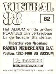 1987-88 Panini Voetbal 88 Stickers #82 Bert Bartelings Back