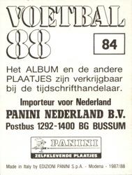 1987-88 Panini Voetbal 88 Stickers #84 Frans van de Heide Back