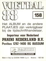 1987-88 Panini Voetbal 88 Stickers #158 Rob Matthaei Back