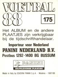 1987-88 Panini Voetbal 88 Stickers #175 Frank Veldwijk Back