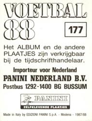 1987-88 Panini Voetbal 88 Stickers #177 Edwin Duim Back