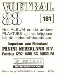 1987-88 Panini Voetbal 88 Stickers #181 Edwin van Ankeren Back