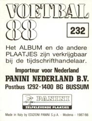 1987-88 Panini Voetbal 88 Stickers #232 Jan Olde Riekerink Back