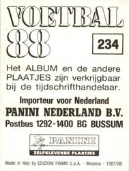 1987-88 Panini Voetbal 88 Stickers #234 Eddy Ridderhof Back