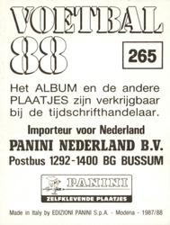 1987-88 Panini Voetbal 88 Stickers #265 Herman Verrips Back
