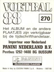 1987-88 Panini Voetbal 88 Stickers #270 Gert Kruys Back