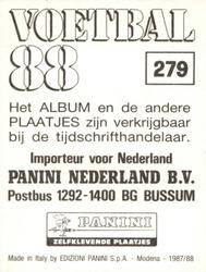 1987-88 Panini Voetbal 88 Stickers #279 Jan Klouwer Back