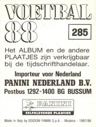 1987-88 Panini Voetbal 88 Stickers #285 Nico Zwarthoed Back