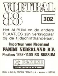 1987-88 Panini Voetbal 88 Stickers #302 Edwin van Berge-Henegouwen Back