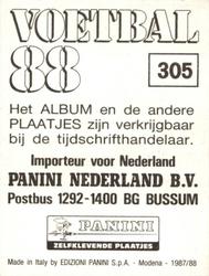 1987-88 Panini Voetbal 88 Stickers #305 Jos Luhukay Back