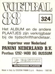 1987-88 Panini Voetbal 88 Stickers #324 Wim van der Horst Back