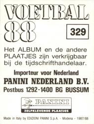 1987-88 Panini Voetbal 88 Stickers #329 Ruben Kogeldans Back