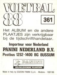 1987-88 Panini Voetbal 88 Stickers #361 Team Back