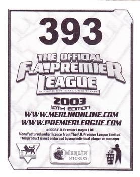 2002-03 Merlin F.A. Premier League 2003 #393 David Murphy Back