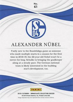 2018-19 Panini Immaculate Collection #61 Alexander Nubel Back