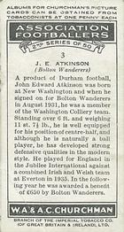 1939 Churchman's Association Footballers 2nd Series #3 John Edward Atkinson Back