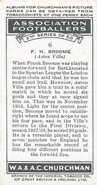 1939 Churchman's Association Footballers 2nd Series #6 Frank Broome Back