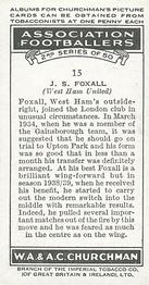 1939 Churchman's Association Footballers 2nd Series #15 Stanley Foxall Back