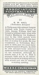 1939 Churchman's Association Footballers 2nd Series #18 George William Hall Back